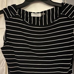 Calvin Klein Women's Black and White Striped Blouse